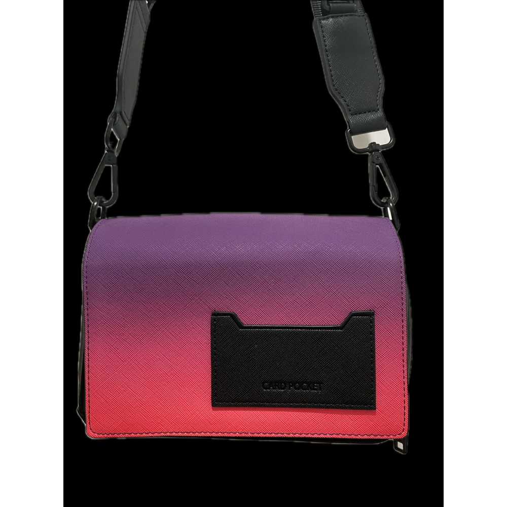 ZARA Ombré Gradient Crossbody Bag Purple Coral with Card Pocket Strap Front NEW